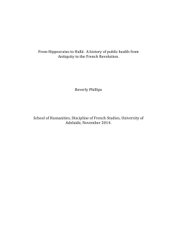 From Hippocrates to Halle. A history of public health from Antiquity to