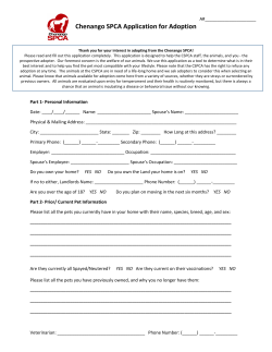 Chenango SPCA Application for Adoption