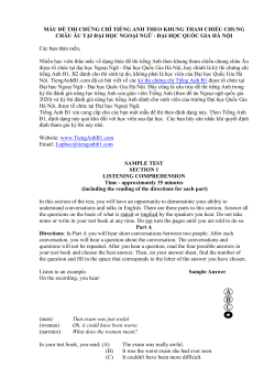 mẫu đề thi chứng chỉ tiếng anh theo khung tham