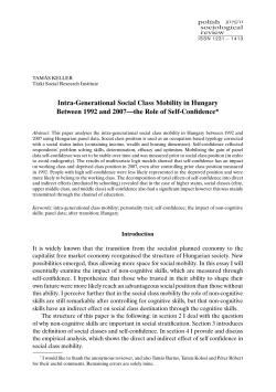 Intra-Generational Social Class Mobility in Hungary Between