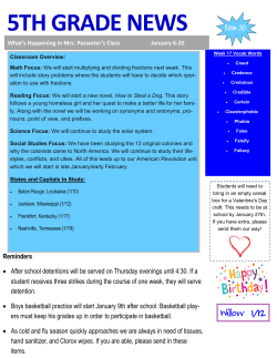 5TH GRADE NEWS