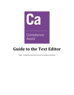 Guide to the Text Editor - Compliance Assist Help Center