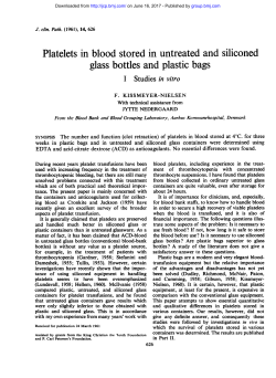 Platelets in blood stored in untreated and siliconed glass bottles and