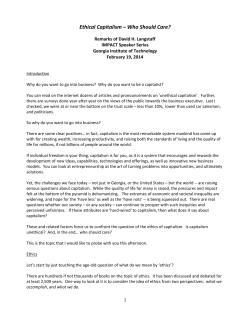 Ethical Capitalism – Who Should Care?