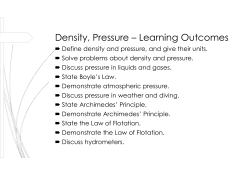 Density, Pressure – Learning Outcomes