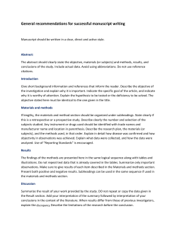 General recommendations for successful manuscript writing