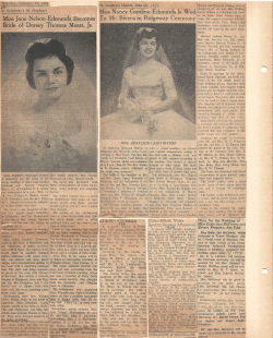 Miss Jan~ Nelson Edniunds Becomes Bride of Dorsey Thomas