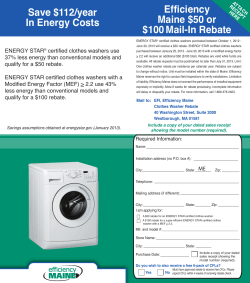 Efficiency Maine $50 or $100Mail-In Rebate Save $112/year In
