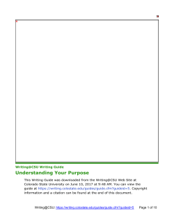 Understanding Your Purpose - Writing@CSU