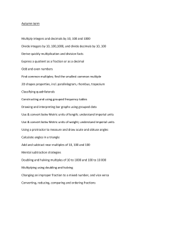 Autumn term Multiply integers and decimals by 10, 100 and 1000