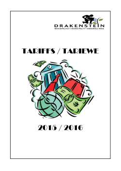 TARIFFS / TARIEWE 2015 / 2016