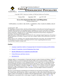 Severe Developmental Disorders and Bilingualism Outline