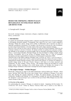 DESIGN RE-THINKING: FROM ITALIAN RENAISSANCE TO