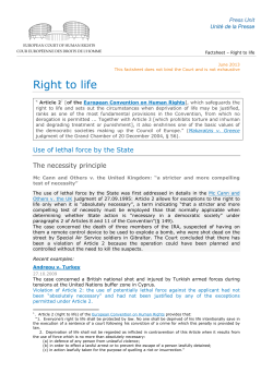 Right to life - European Court of Human Rights