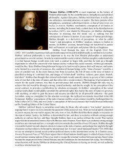 Thomas Hobbes (1588-1679) is most important in the history of