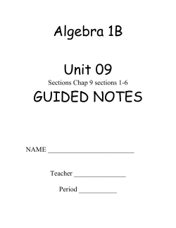 Algebra 1B Unit 09 GUIDED NOTES