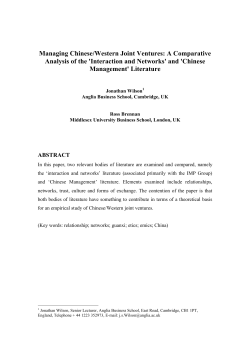 Managing Chinese/Western Joint Ventures