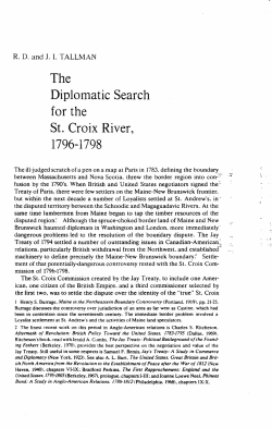 The Diplomatic Search for the St. Croix River, 1796-1798