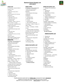 Bashaw Supply list