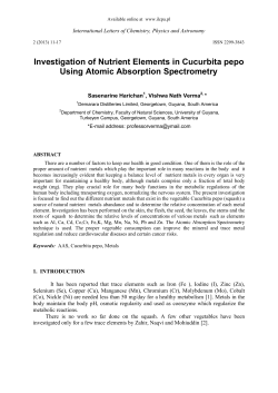 Investigation of Nutrient Elements in Cucurbita pepo Using Atomic