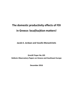 The domestic productivity effects of FDI in Greece: loca(lisa)tion