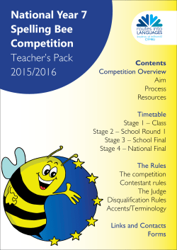 National Year 7 Spelling Bee Competition Teacher`s Pack 2015/2016
