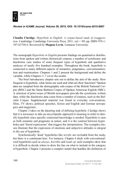 140 Claudia Claridge. Hyperbole in English: A corpus