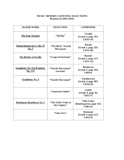 MUSIC MEMORY LISTENING SELECTIONS Rotation II (2015