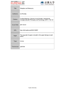 Title Metaphor and Metonymy Author(s) Ian Munday Citation Finding