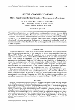 SHORT COMMUNICATION Sterol Requirement for