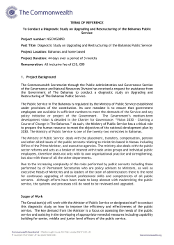 TERMS OF REFERENCE To Conduct a Diagnostic Study on