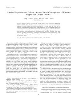 Emotion Regulation and Culture: Are the Social Consequences of