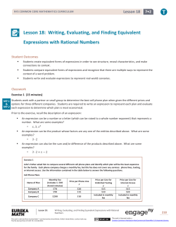 Lesson 18: Writing, Evaluating, and Finding Equivalent Expressions