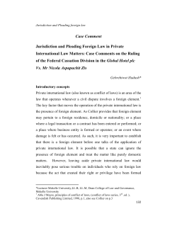 Case Comment Jurisdiction and Pleading Foreign Law in Private