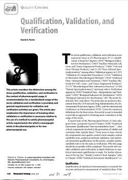 Qualification, Validation, and Verification