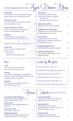 Dinner Menu - Stone Harbor Golf Club