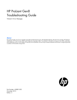 HP ProLiant Gen8 Troubleshooting Guide