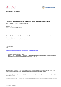 University of Groningen The effects of social motives on
