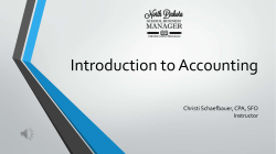 Introduction to Accounting - ND School Business Managers