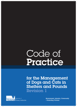 for the Management of Dogs and Cats in Shelters and Pounds