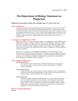 Plagiarism Statement