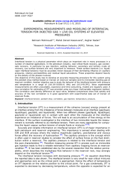 experimental measurements and modeling of interfacial tension for