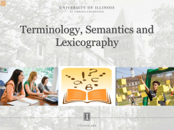 Semantics, Lexicography and Terminology
