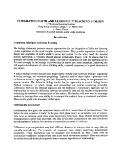 INTEGRATING FAITH AND LEARNING IN TEACHING BIOLOGY