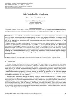 Major Traits/Qualities of Leadership