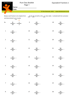 Equivalent Fractions 1 Pure Class Booklet