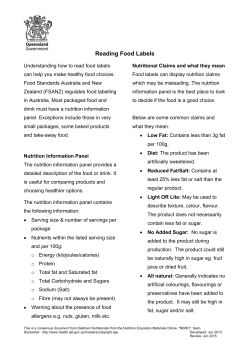 Reading Food Labels