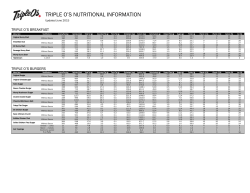 TRIPLE O`S NUTRITIONAL INFORMATION
