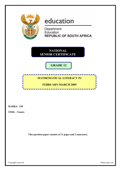 Mathematical Literacy Paper 2 February March 2009