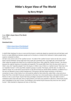 Hitler`s Aryan View of The World